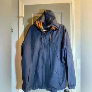 Mens BCG blue hooded windbreaker jacket with lining men’s size large NWOT